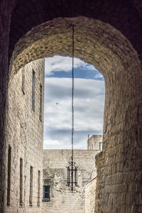 Old building seen through window