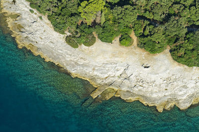 Aerial view of coastline in brijuni island, adriatic sea