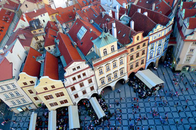 High angle view of buildings in city