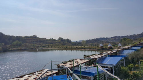 High angle view of river against sky