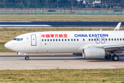 View of airplane on airport runway