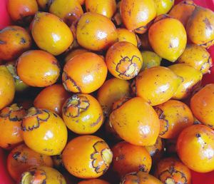 Full frame shot of oranges in market