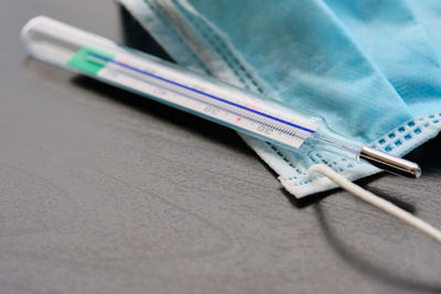 High angle view of pen on table