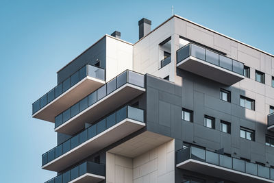 Low angle view of building against clear sky