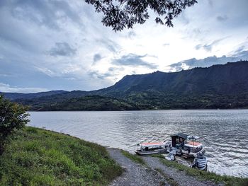 Scenic view of lake against sky