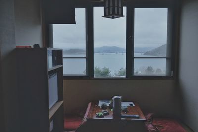 Lake seen through window