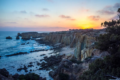View of sea against sky during sunset
