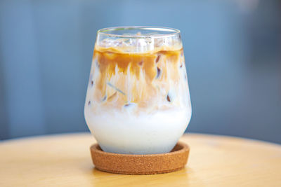 Close-up of drink in glass on table