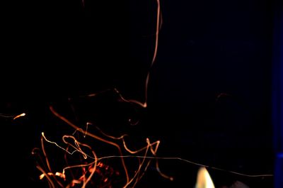 Close-up of bonfire against black background