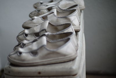 High angle view of paper currency on table