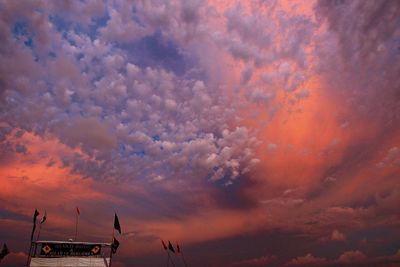 Low angle view of cloudy sky at sunset