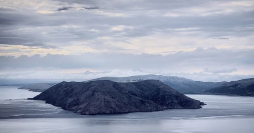 Scenic view of mountain against sky during winter