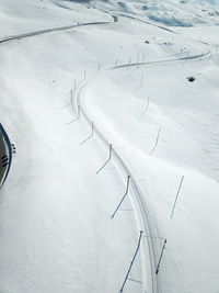 High angle view of snow covered landscape