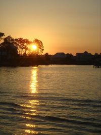 Scenic view of sea at sunset