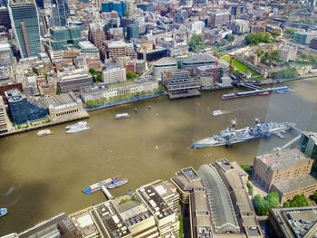 Hms belfast from the london shard