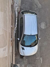 High angle view of car on street