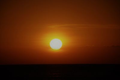 Scenic view of sea against orange sky