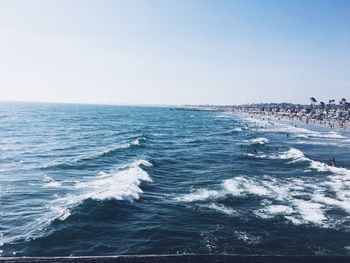 Scenic view of sea against clear sky