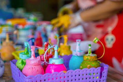 Close-up of christmas decorations for sale