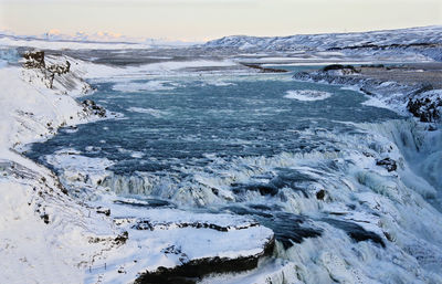 The waterfall gullfoss, iceland in wintertime, europe