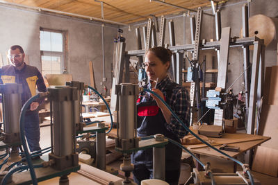 Woman working in shopping mall