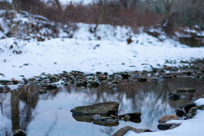 Scenic view of frozen lake