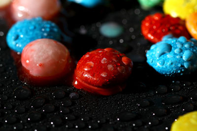 Close-up of strawberries in plate on table