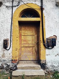 Closed door of old building