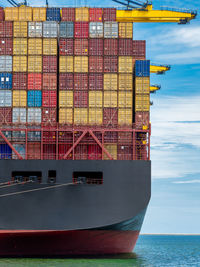 View of ship in sea against sky