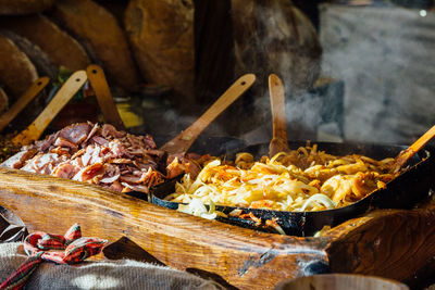 High angle view of food on table