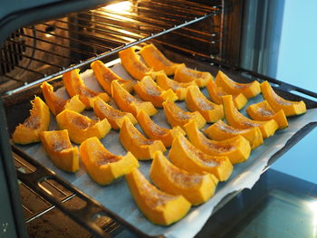 Close-up of food on metal grate