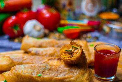 Close-up of food on table