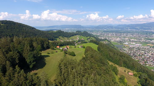 High angle view of townscape against sky