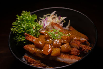 Close-up of food served in plate