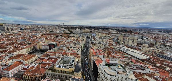 High angle view of cityscape against sky