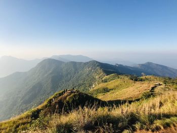 Scenic view of mountains against clear sky