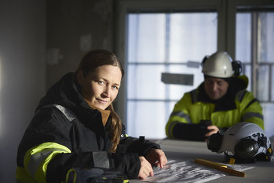 Female engineer at building site