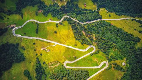 Aerial view of road amidst landscape 