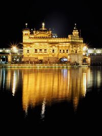 Illuminated building at night