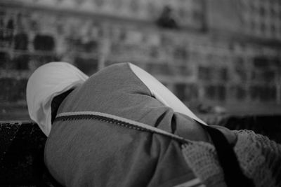 Close-up of man with umbrella