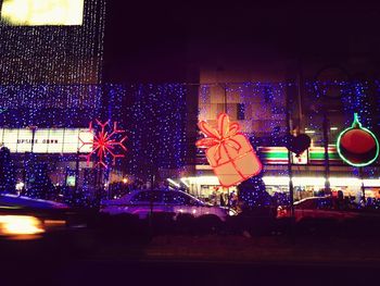 Light trails on city street at night