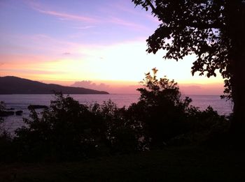 Scenic view of sea at sunset