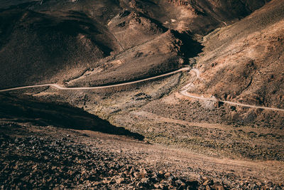 High angle view of mountain road