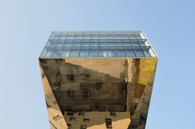 Low angle view of modern building against clear sky