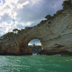 View of rock formation in sea