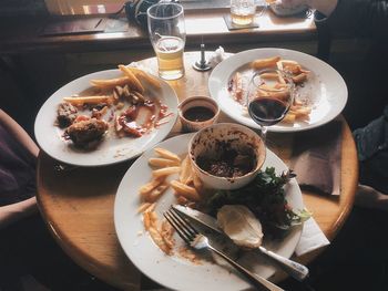 High angle view of serving food in plate