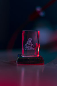 Close-up of pink toy on table