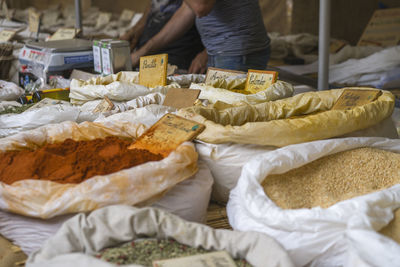 High angle view of food for sale in market