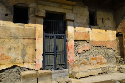 Closed door of house