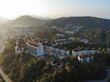 High angle view of townscape against sky